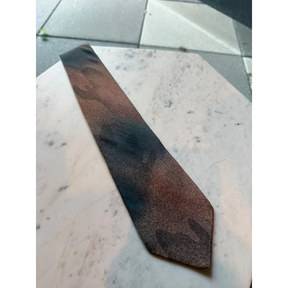 Pierre Balmain Silk Abstract Tie Vintage Brown Copper Hand Made Italy Mens